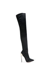 Black Satin Over The Knee Boots