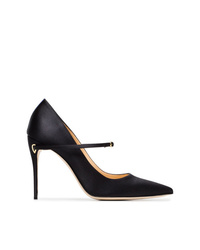 Jennifer Chamandi Black Lorenzo 105 Satin Pumps