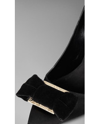 Burberry Bow Detail Point Toe Satin Pumps