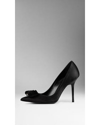 Burberry Bow Detail Point Toe Satin Pumps