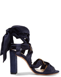 Alexandre Birman Alessa Lace Up Satin And Suede Sandals Midnight Blue
