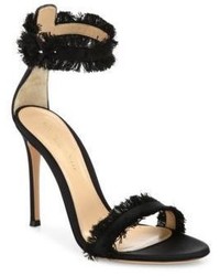 Gianvito Rossi Caribe Frayed Satin Ankle Strap Sandals