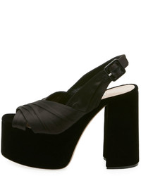 Miu Miu Satin And Velvet Platform Sandal