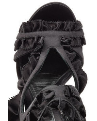 Alexander McQueen Satin Platform Sandals With Ruffle Trim