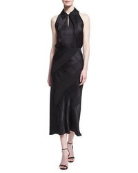 Zac Posen Sleeveless Crepe Jacquard Midi Dress Black