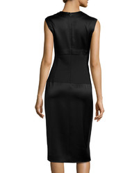 DKNY Sleeveless Mixed Media Midi Dress Black