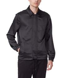Paige Hoss Satin Coach Jacket In Deep Onyx At Nordstrom