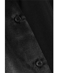 DKNY Asymmetric Paneled Crepe And Satin Shirt Dress Black