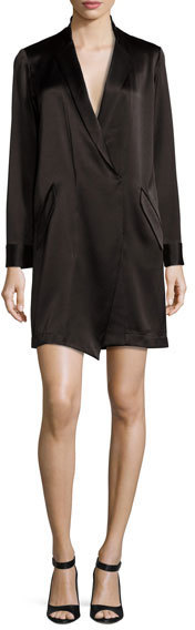 long sleeve satin shirt dress