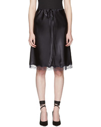 Nina Ricci Black Lace Satin Slip Skirt
