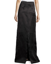 Marchesa Lace Border Satin Column Skirt Black