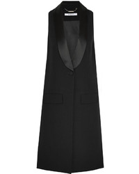 Givenchy Vest In Black Satin Trimmed Wool Crepe