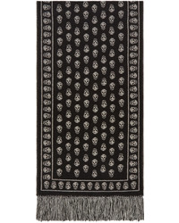 Alexander McQueen Black And Ivory Upside Down Skull Scarf