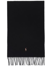 Polo Ralph Lauren Black Fringe Virgin Wool Scarf