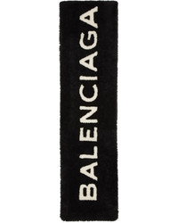 Balenciaga Black Shearling Logo Scarf