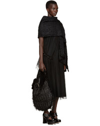 Simone Rocha Black Wool Tweed Scarf