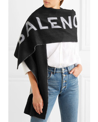 Balenciaga Cashmere And Wool Blend Scarf Black
