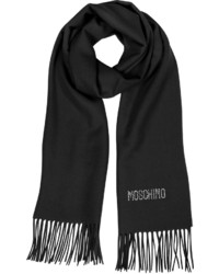 Moschino Crystals Signature Wool Fringed Scarf