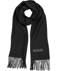 Moschino Crystals Signature Wool Fringed Scarf