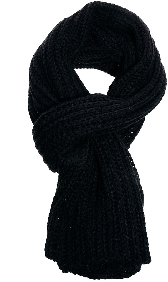 French Connection Notgoogle Chunky Knit Scarf Black, $41 | Asos | Lookastic