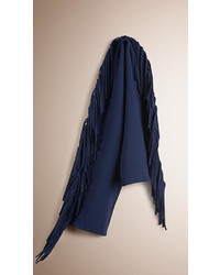 Burberry Fringed Felted Wool Cashmere Scarf