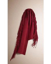 Burberry Fringed Felted Wool Cashmere Scarf