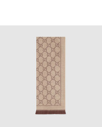 Gucci Gg Jacquard Pattern Knitted Scarf