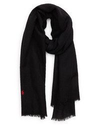 ZZDNU POLO Polo Solid Wool Scarf In Polo Black At Nordstrom