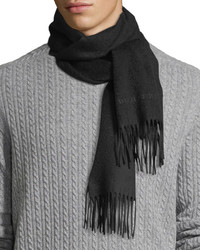 Burberry Solid Logo Embroidery Cashmere Scarf