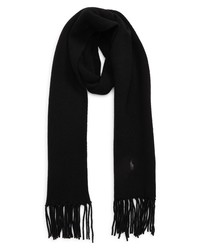 ZZDNU POLO Solid Merino Wool Blend Scarf In Polo Black At Nordstrom