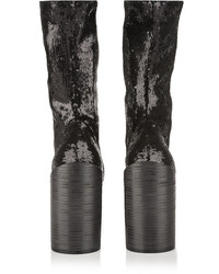 Givenchy Boots In Sequined Black Stretch Leather