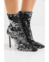 Jimmy Choo Ricky 100 Med Sequined Stretch Knit Sock Boots