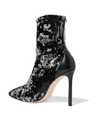 Jimmy Choo Ricky 100 Med Sequined Stretch Knit Sock Boots