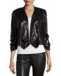 Laundry by Shelli Segal 34 Sleeve Sequined Jacket Black