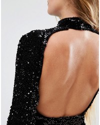Motel Backless Sequin High Neck Bodycon Dress