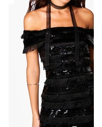 Boohoo Boutique Bianca Fringe And Sequin Bodycon Dress