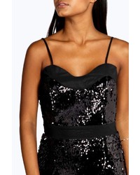 Boohoo Boutique Kayla Sequin Mesh Panelled Bodycon Dress