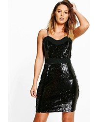 Boohoo Boutique Kayla Sequin Mesh Panelled Bodycon Dress