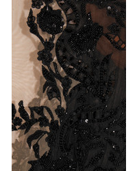 Zuhair Murad Embellished Organza Mini Dress Black