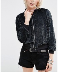 Asos Bomber Jacket In All Over Sequin