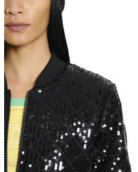 Quilted Sequined Cropped Bomber Jacket
