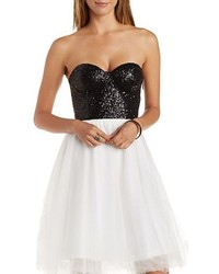 Charlotte Russe Sparkling Sequined Strapless Bustier