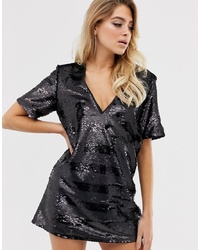 In The Style Stripe Sequin T Shirt Dress