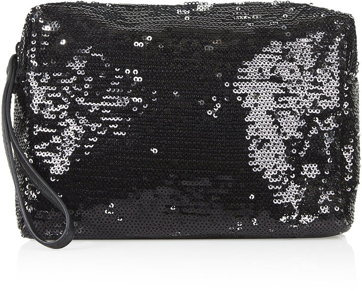 black sequin clutch bag