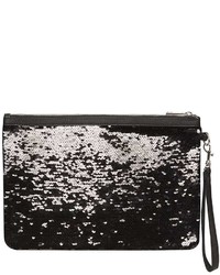 Black And Silver Sequin Clutch Bag