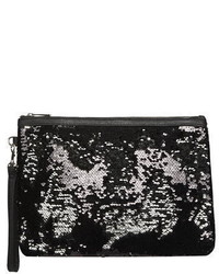 Black Sequin Wristlet Clutch Bag