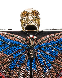 Alexander McQueen Butterfly Skull Clutch With Chain