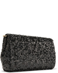 Dolce & Gabbana Embellished Sequined Leather Shoulder Bag Black