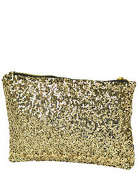 Gold Zipper Sequin Clutch Bag