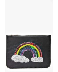Boohoo Grace Rainbow Sequin Clutch Bag